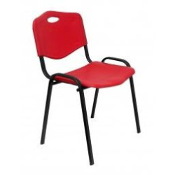 (PACK426IRJ) PIQUERAS Y CRESPO PACK DE 4 SILLAS FIJAS APILABLES ISO ASIENTO Y RESPALDO PVC ROJO