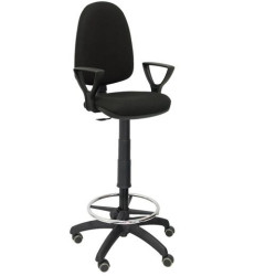 (T04CPBALI840BGOLFRP) PIQUERAS Y CRESPO TABURETE AYNA GIRATORIO CP ARO REPOSAPIÉS B/FIJOS RUEDAS DE PARQUÉ TEJIDO BALI NEGRO