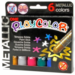 (10321) PLAYCOLOR TÉMPERAS SÓLIDAS METALLIC ONE BARRA 10GR ESTUCHE DE 6 C/SURTIDOS METÁLICOS