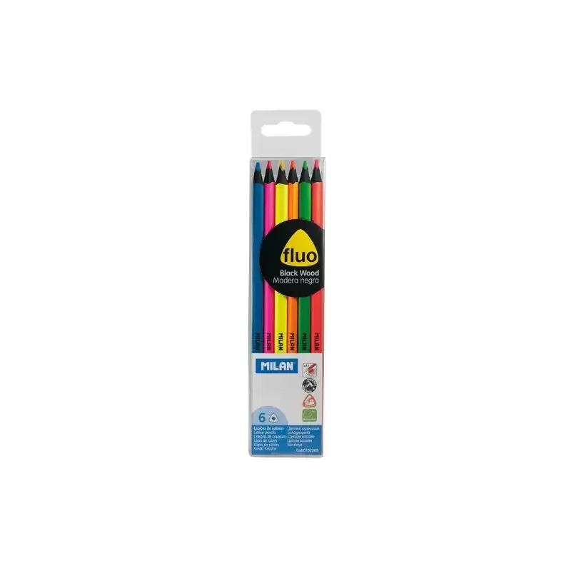 (752306) MILAN LÁPICES DE COLORES FLUO TRIANGULARES C/SURTIDOS ESTUCHE 6 UD