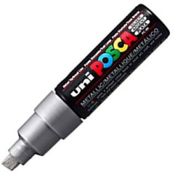 (300707000) POSCA MARCADOR  PC-8K NO PERMANENTE PUNTA BISELADA 8.0MM PLATA METÁLICO