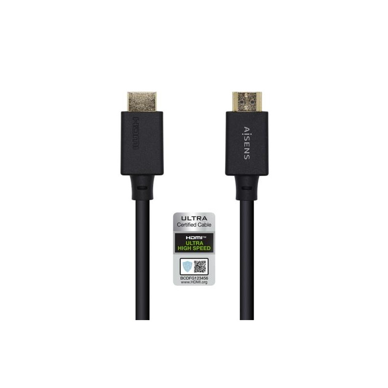 (A150-0420) AISENS CABLE HDMI V2.1 PREMIUM ALTA VELOCIDAD HEC 8K@60HZ 48GBPS A/M - A/M NEGRO 0