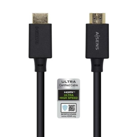 (A150-0421) AISENS CABLE HDMI V2.1 PREMIUM ALTA VELOCIDAD HEC 8K@60HZ 48GBPS A/M - A/M NEGRO 1