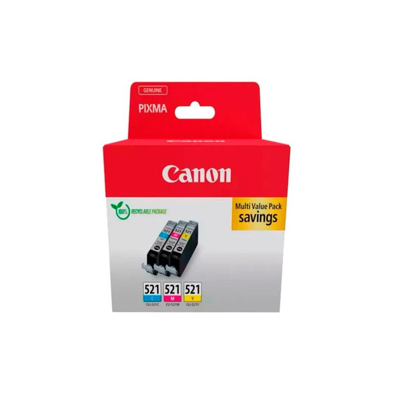 (2934B015) CANON TINTA ECOPACK C/M/Y PARA PIXMA IP 3600/4700 - MP 540/550/560/620/630/640/980/990 - MX 860/870 - CLI 521