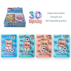 (EBW-5616) ROYMART LIBRETAS 3D FUTBOL AND BEAR 80H DECORADAS A5 80GR 4 DISEÑOS EXPOSITOR 12 UD