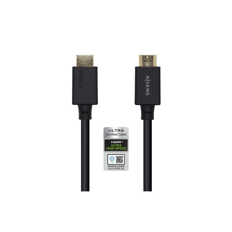(A150-0422) AISENS CABLE HDMI V2.1 PREMIUM ALTA VELOCIDAD HEC 8K@60HZ 48GBPS A/M - A/M NEGRO 1