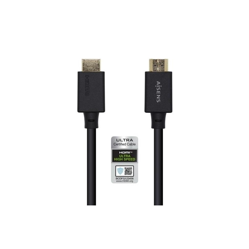 (A150-0423) AISENS CABLE HDMI V2.1 PREMIUM ALTA VELOCIDAD HEC 8K@60HZ 48GBPS A/M - A/M NEGRO 2