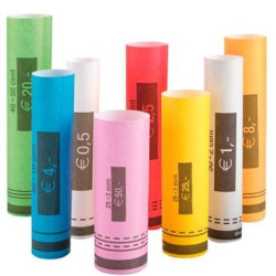 (151-0660) SAFESCAN ROLLO DE PAPEL PARA MONEDAS DE EURO PACK DE 10 ROLLOS POR MONEDA (102 ROLLOS)