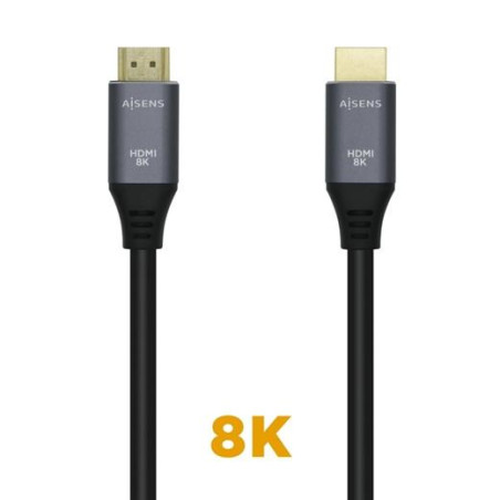 (A150-0425) AISENS CABLE HDMI V2.1 PREMIUM ALTA VELOCIDAD HEC 8K@60HZ 48GBPS A/M - A/M GRIS/NEGRO 0