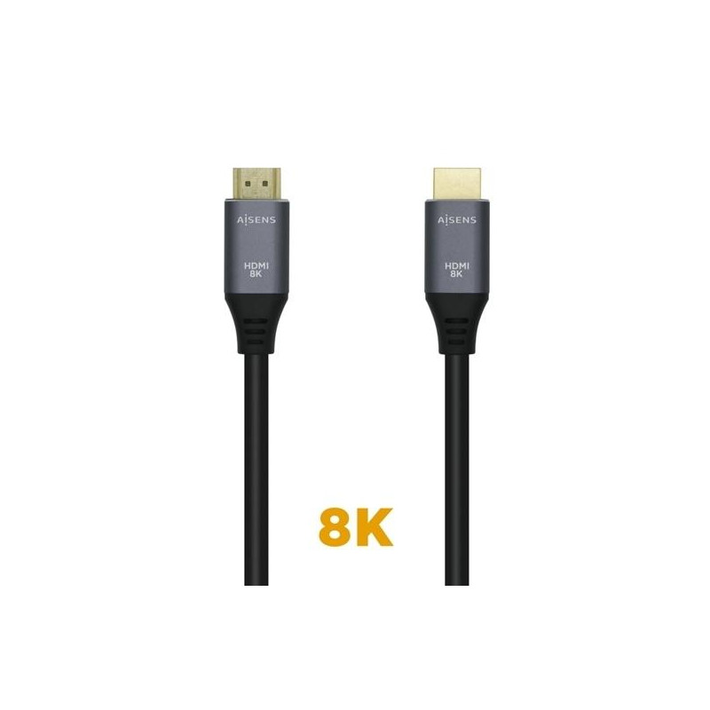 (A150-0427) AISENS CABLE HDMI V2.1 PREMIUM ALTA VELOCIDAD HEC 8K@60HZ 48GBPS A/M - A/M GRIS/NEGRO 1