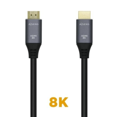(A150-0427) AISENS CABLE HDMI V2.1 PREMIUM ALTA VELOCIDAD HEC 8K@60HZ 48GBPS A/M - A/M GRIS/NEGRO 1