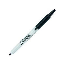 (S0810840) SHARPIE MARCADOR PERMANENTE RETRÁCTIL FINE PUNTA REDONDA 0.9MM NEGRO CAJA 12 UD