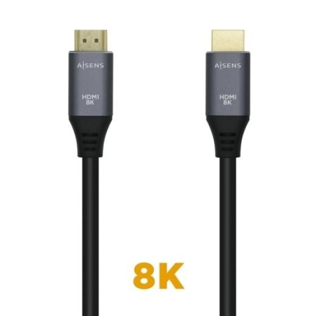 (A150-0428) AISENS CABLE HDMI V2.1 PREMIUM ALTA VELOCIDAD HEC 8K@60HZ 48GBPS A/M - A/M GRIS/NEGRO 2