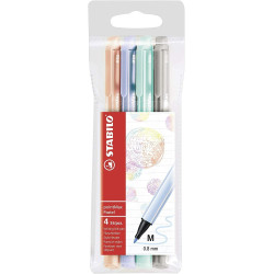 (488/4-02) STABILO ROTULADORES PARA ESCRITURA POINTMAX PUNTA M C/SURTIDOS PASTEL ESTUCHE 4 UD