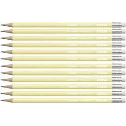 (4908/01-HB) STABILO SWANO LAPIZ GRAFITO CON GOMA PASTEL AMARILLO -12U-