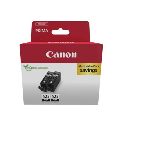 (4529B017) CANON TINTA NEGRO PIXMA IP 4850/4950 - IX 6550 - MG 5150/5250/5350/6150/6250/8150/8250 - MX 885 - PGI 525BK (PACK 2)