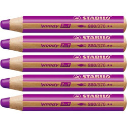 (880/370) STABILO LÁPICES DE COLORES WOODY 3 EN 1 LILA ESTUCHE 5 UD