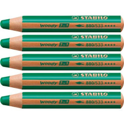 (880/533) STABILO LÁPICES DE COLORES WOODY 3 EN 1 VERDE OSCURO ESTUCHE 5 UD