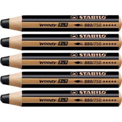 (880/750) STABILO LÁPICES DE COLORES WOODY 3 EN 1 NEGRO ESTUCHE 5 UD
