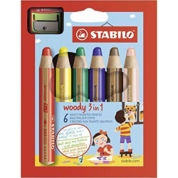 (8806-2) STABILO LÁPICES DE COLORES WOODY 3 EN 1 C/SURTIDOS ESTUCHE 6 UD + 1 SACAPUNTAS