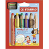 (8806-2) STABILO LÁPICES DE COLORES WOODY 3 EN 1 C/SURTIDOS ESTUCHE 6 UD + 1 SACAPUNTAS