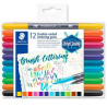 (3004 TB12) STAEDTLER ROTULADORES BRUSH LETTERING DOBLE PUNTA FINA/PINCEL C/SURTIDOS ESTUCHE 12 UD