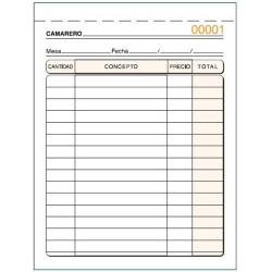 (T-58) TALONARIO CAMAREROS OCTAVO NATURAL SIN COPIA