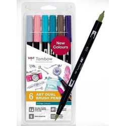 (ABT-6P-5/ABT-6C-5) TOMBOW ABT DUAL BRUSH ROTULADORES DOBLE PUNTA FINA/PINCEL C/SURTIDOS VINTAGE ESTUCHE 6 UD