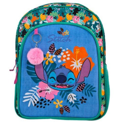 (T434-1068) TOYBAGS MOCHILA PRIMARIA STITCH TROPICAL DOBLE COMPARTIMENTO 44X30X20CM ADAPTABLE A CARRO