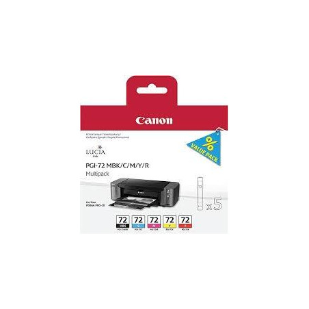 (6402B009) CANON TINTA MULTIPACK MBK/C/M/Y/R PIXMA PRO 10 (PACK 5 COLORES) - PGI 72