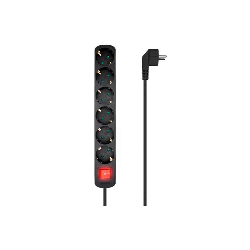 (A154-0536) AISENS REGLETA DE ENCHUFES CON 6 TOMAS CON INTERRUPTOR CABLE 1