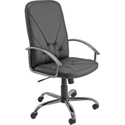 (DNPC/KN) UNISIT SILLÓN DIRECCION DANTE CUERO NEGRO BASE CROMADA