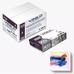 (27085) CAJA DE GUANTES DE VINILO AZUL SIN POLVO MULTIUSOS TALLA XG -100U-