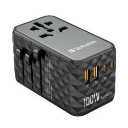 (32121) VERBATIM UTA-06 ADAPTADOR  UNIVERSAL DE VIAJE CON 2 PUERTO USB-C - 2 PUERTO USB-A