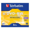 (43229) VERBATIM DVD+RW, 4.7GB, 4X, 5 PACK JEWEL CASE, SUPERFICIE MATT SILVER