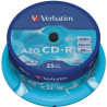 (43352) VERBATIM CD-R AZO, 700MB, 52X, 25 PACK SPINDLE, SUPERFICIE CRYSTAL