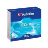 (43415) VERBATIM CD-R, 700MB, 52X, 10 PACK SLIM CASE, SUPERFICIE EXTRA PROTECTION