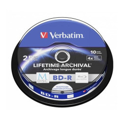 (43825) VERBATIM BD-R MDISC BLU-RAY 25GB 4X SPEED DATALIFE WHITE BLUE SURFACE -10 PACK