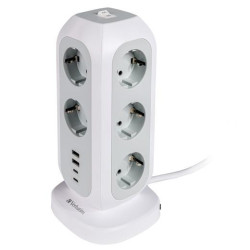 (49547) VERBATIM REGLETA DE ENCHUFES CON 11 TOMAS CON INTERRUPTOR CABLE 2 M + 2 UBS-C Y 2 USB-A BLANCO