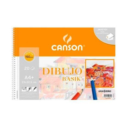 (C200400695) CANSON BLOC DIBUJO BASIK ESPIRAL 20H A4+ 150GR MICROPERFORADO PACK 10 UD BLANCO NATURAL