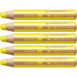 (880/205) STABILO LÁPICES DE COLORES WOODY 3 EN 1 AMRILLO ESTUCHE 5 UD