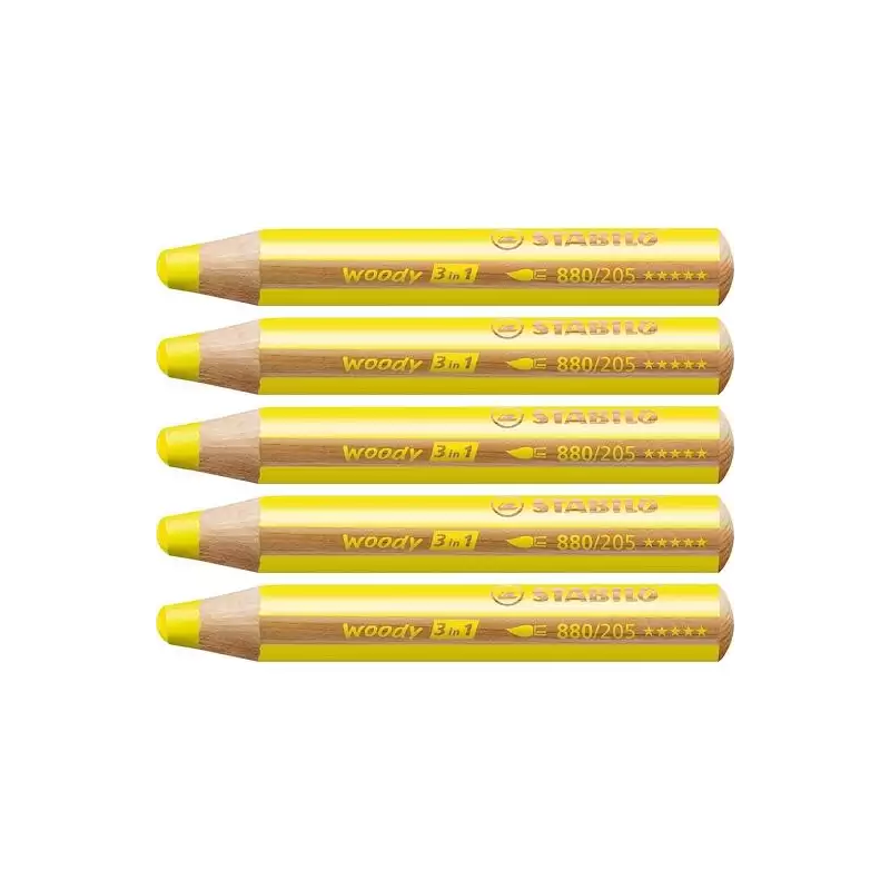 (880/205) STABILO LÁPICES DE COLORES WOODY 3 EN 1 AMRILLO ESTUCHE 5 UD