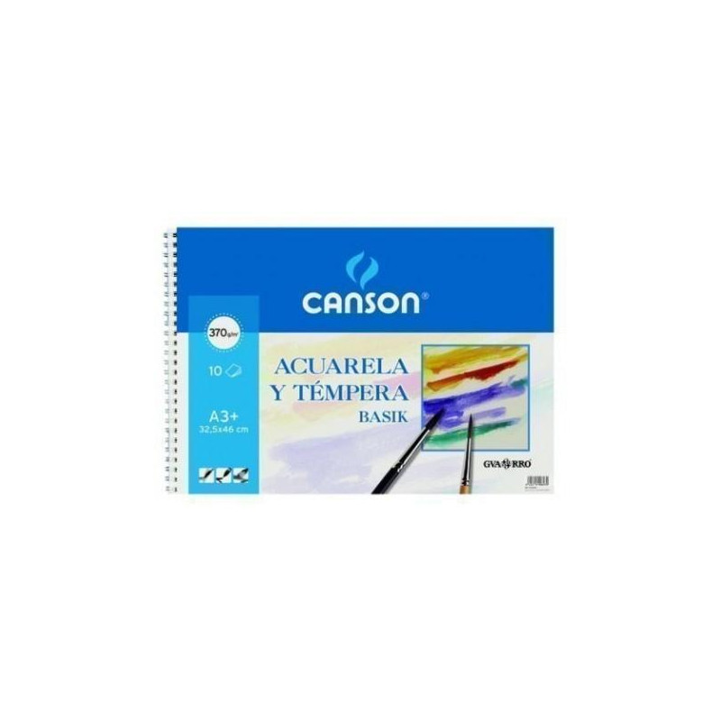 (C200400697) CANSON GUARRO BLOC ACUARELA Y TÉMPERA BASIK ESPIRAL 10 HOJAS 370GR 32