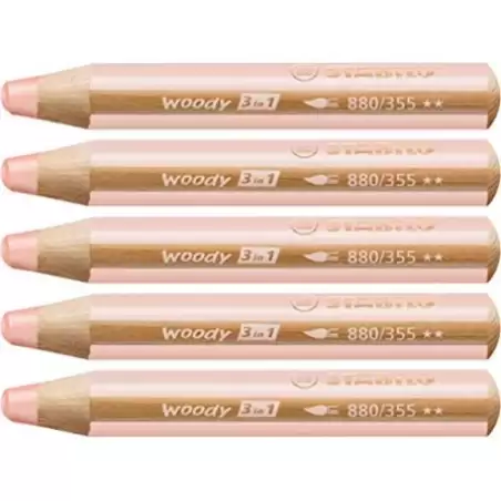 (880/355) STABILO LÁPICES DE COLORES WOODY 3 EN 1 ALBARICOQUE ESTUCHE 5 UD