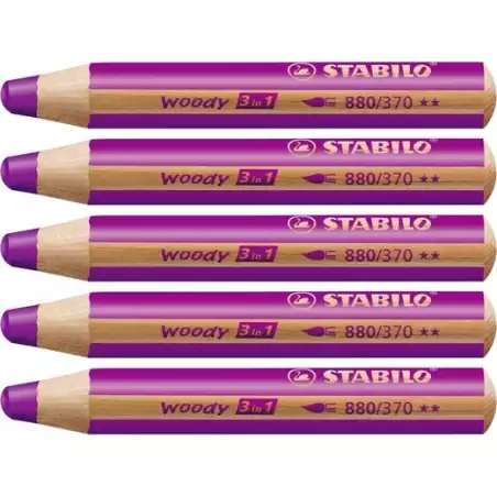 (880/370) STABILO LÁPICES DE COLORES WOODY 3 EN 1 LILA ESTUCHE 5 UD