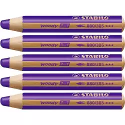 (880/385) STABILO LÁPICES DE COLORES WOODY 3 EN 1 VIOLETA ESTUCHE 5 UD