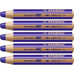 (880/405) STABILO LÁPICES DE COLORES WOODY 3 EN 1 AZUL ULTRAMAR ESTUCHE 5 UD