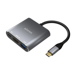 (A109-0669) AISENS CONVERSOR USB-C A HDMI/USB-C/TIPO A USB 3.0, 3 EN 1, 15 CM, GRIS