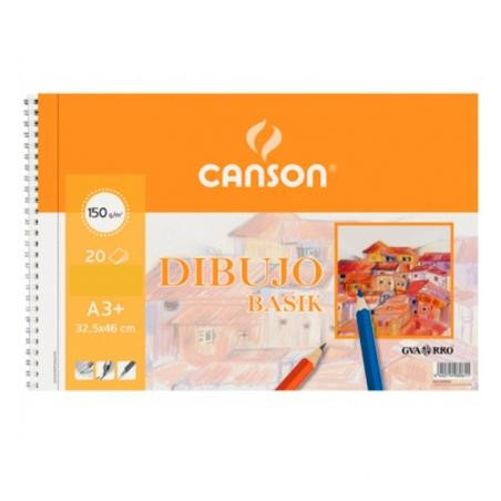 (C200400694) CANSON BLOC DIBUJO BASIK ESPIRAL 20H A3+ 150GR MICROPERFORADO PACK 10 UD BLANCO NATURAL