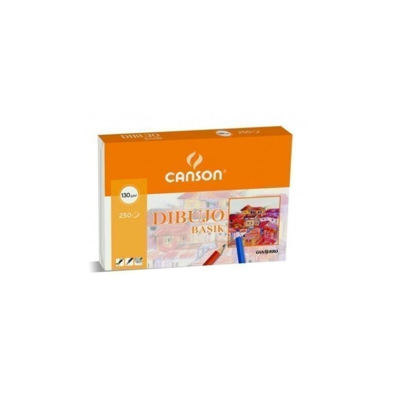 (C200401405) CANSON CAJA DE LÁMINAS DIBUJO BASIK 250 HOJAS 130 GR. 21X29